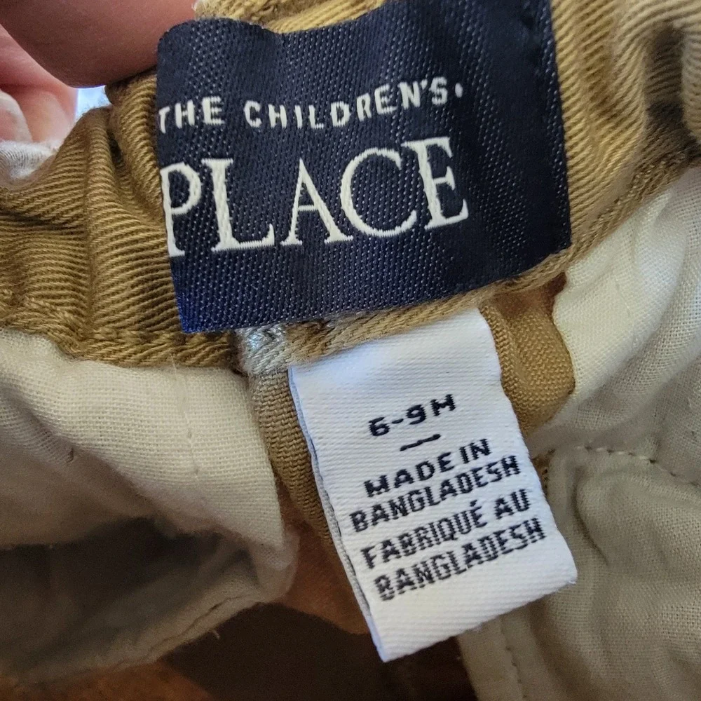 The Children's Place Chino Dress Trouser Baby Boy 6-9M Khaki Adjustable Waist